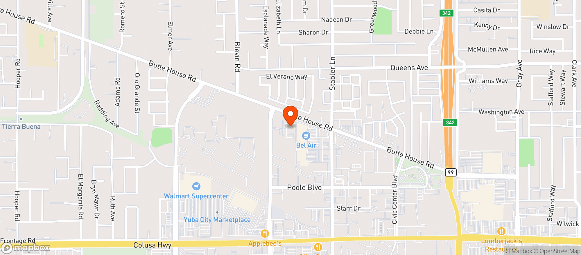 Map showing New Earth Market - Yuba