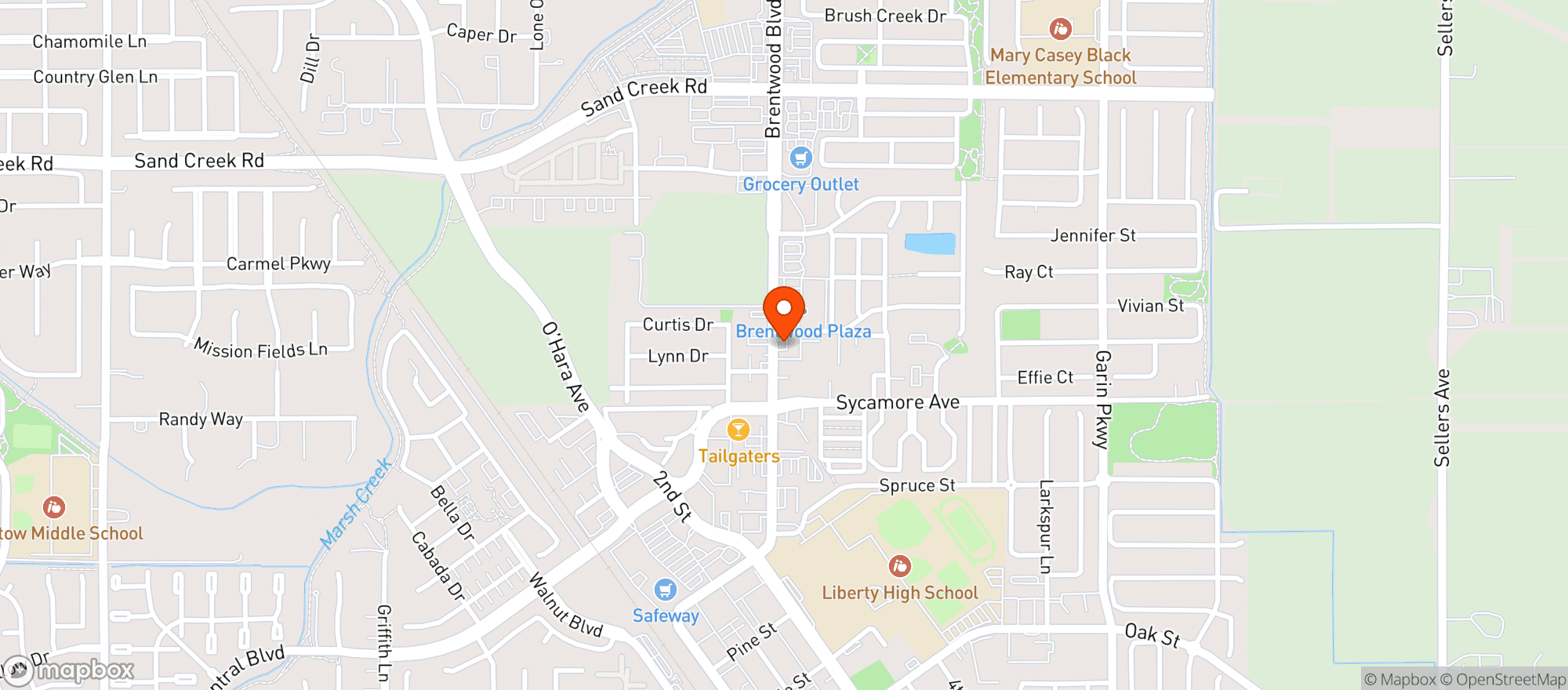 Map showing Brentwood Gasoline