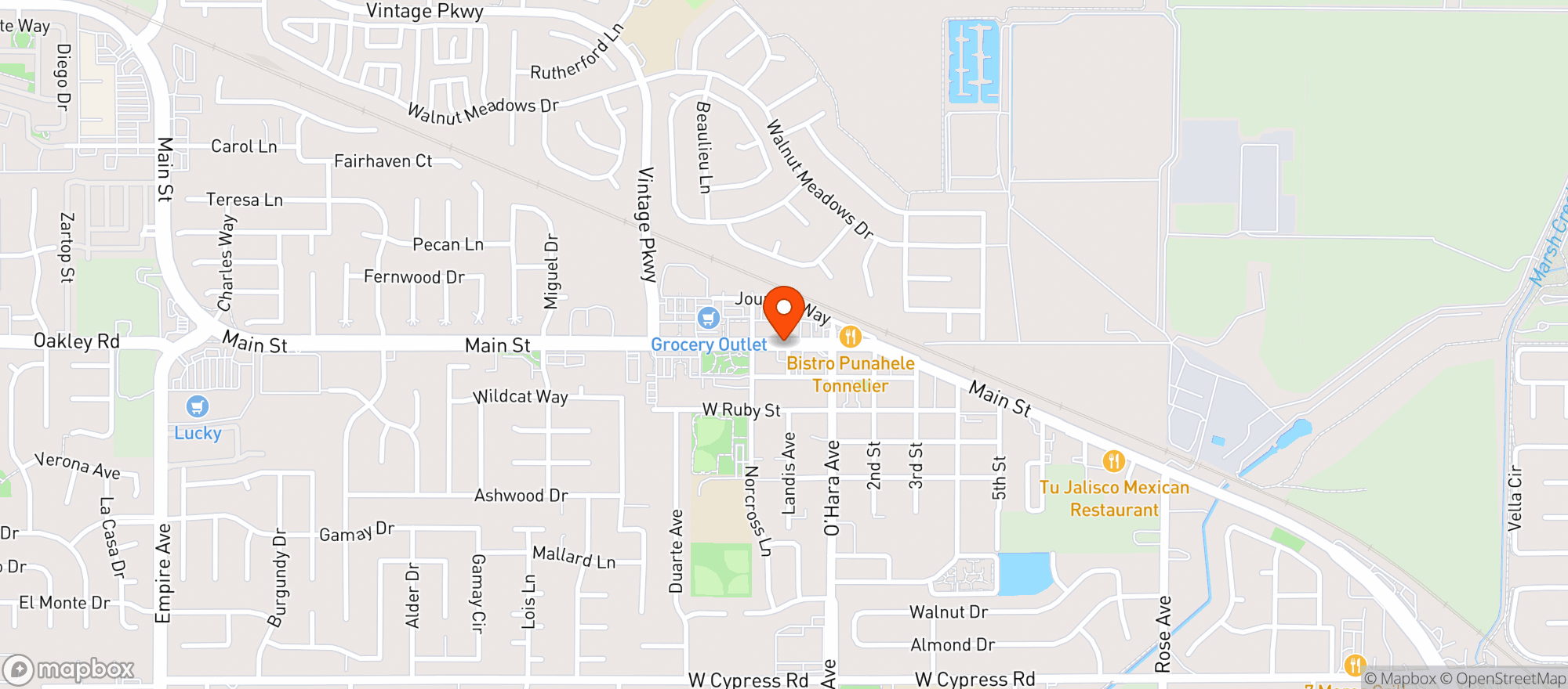 Map showing Oakley Market Liquor & Bait