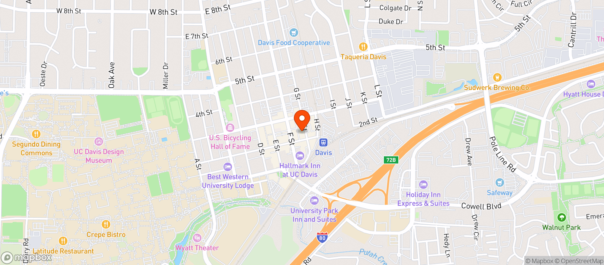 Map showing The Davis Beer Shoppe