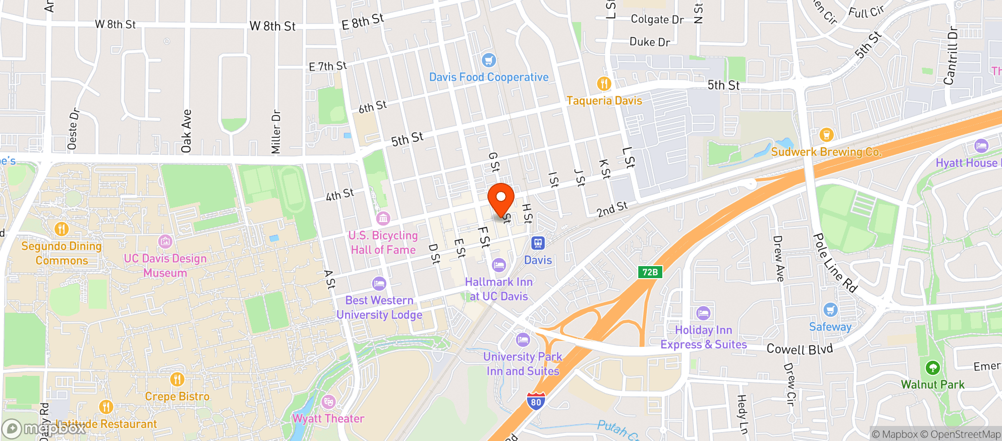Map showing Woodstocks Pizza