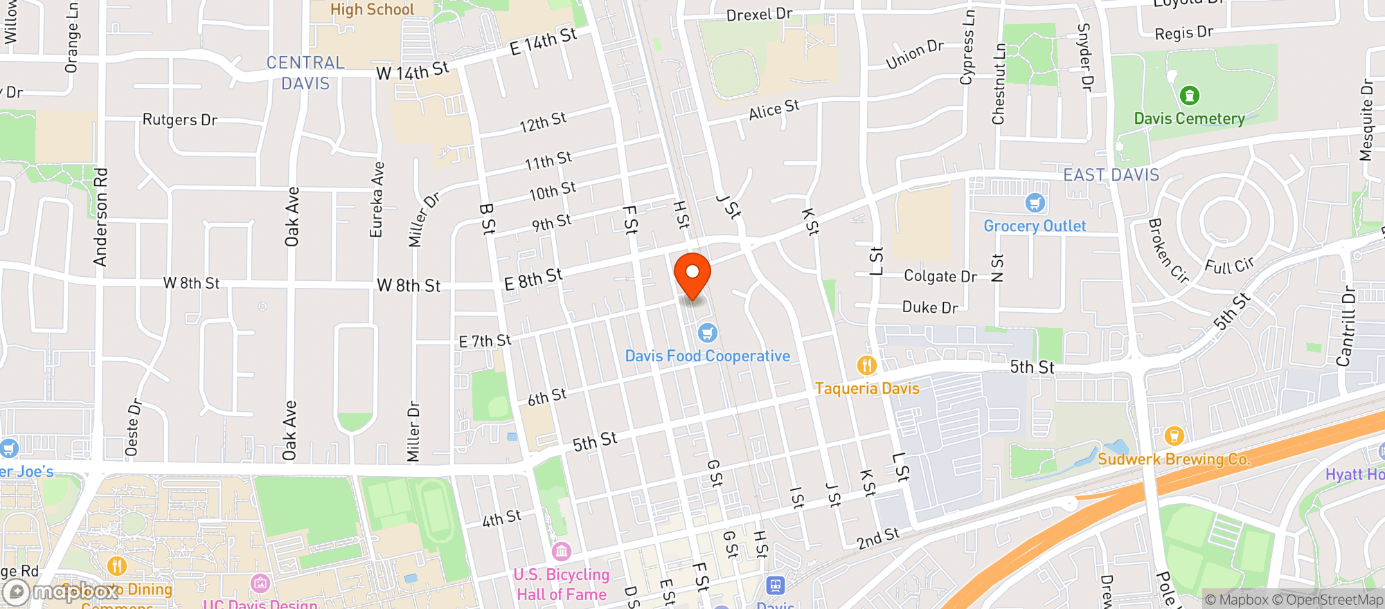 Map showing Davis Food Cooperative