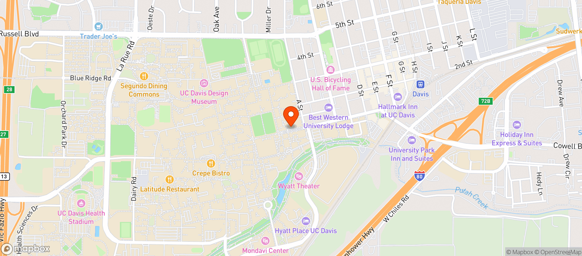 Map showing Uc Davis - The Market