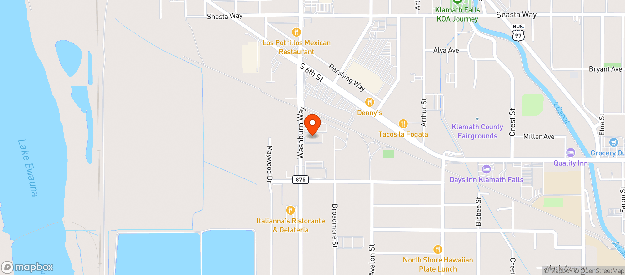 Map showing El Torito Supermarket - Klamath Falls