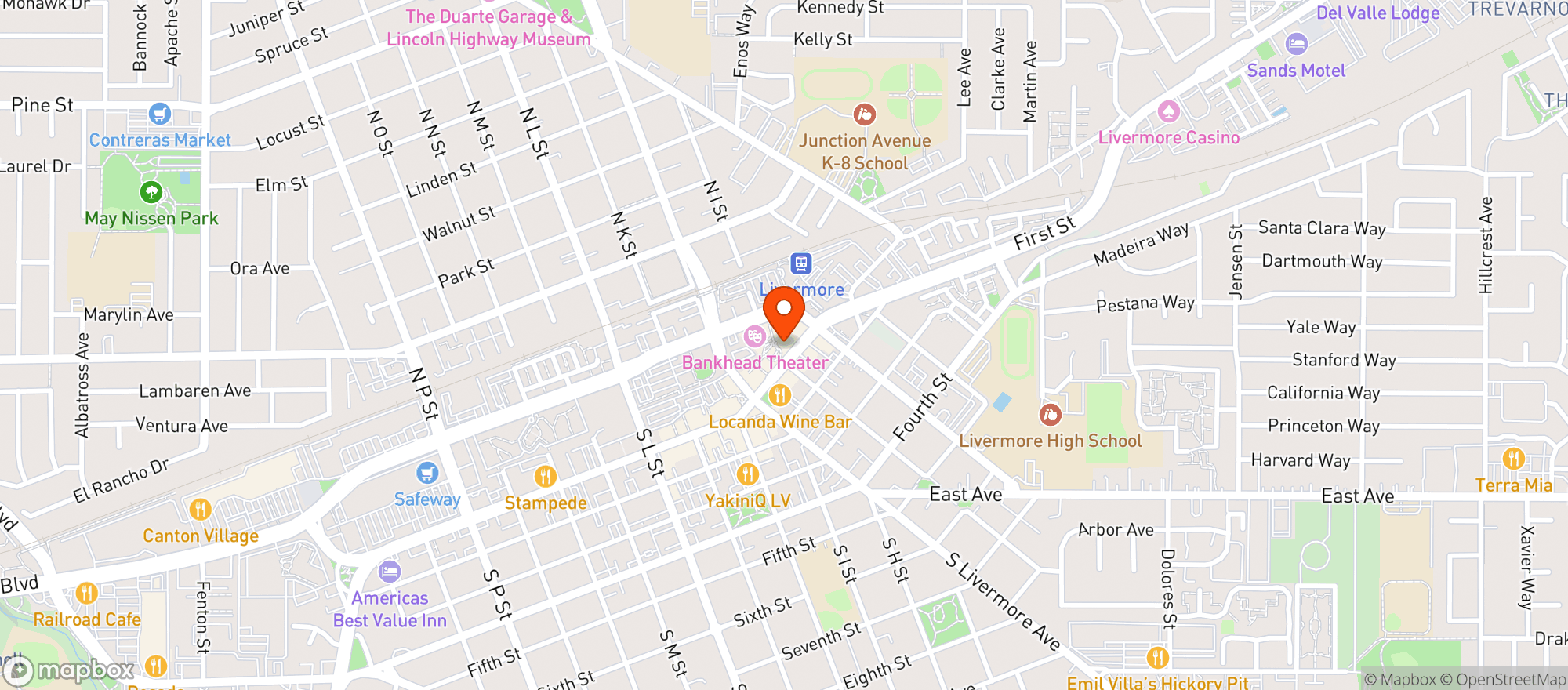Map showing Aviation Rooftop Bar & Grill