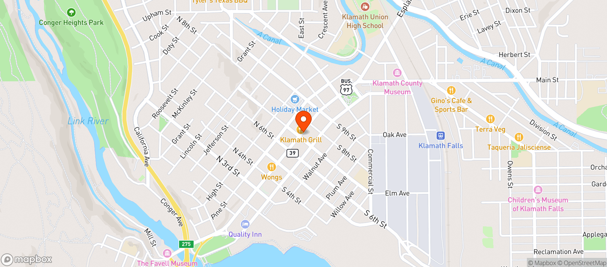 Map showing Sidelines Pizzeria