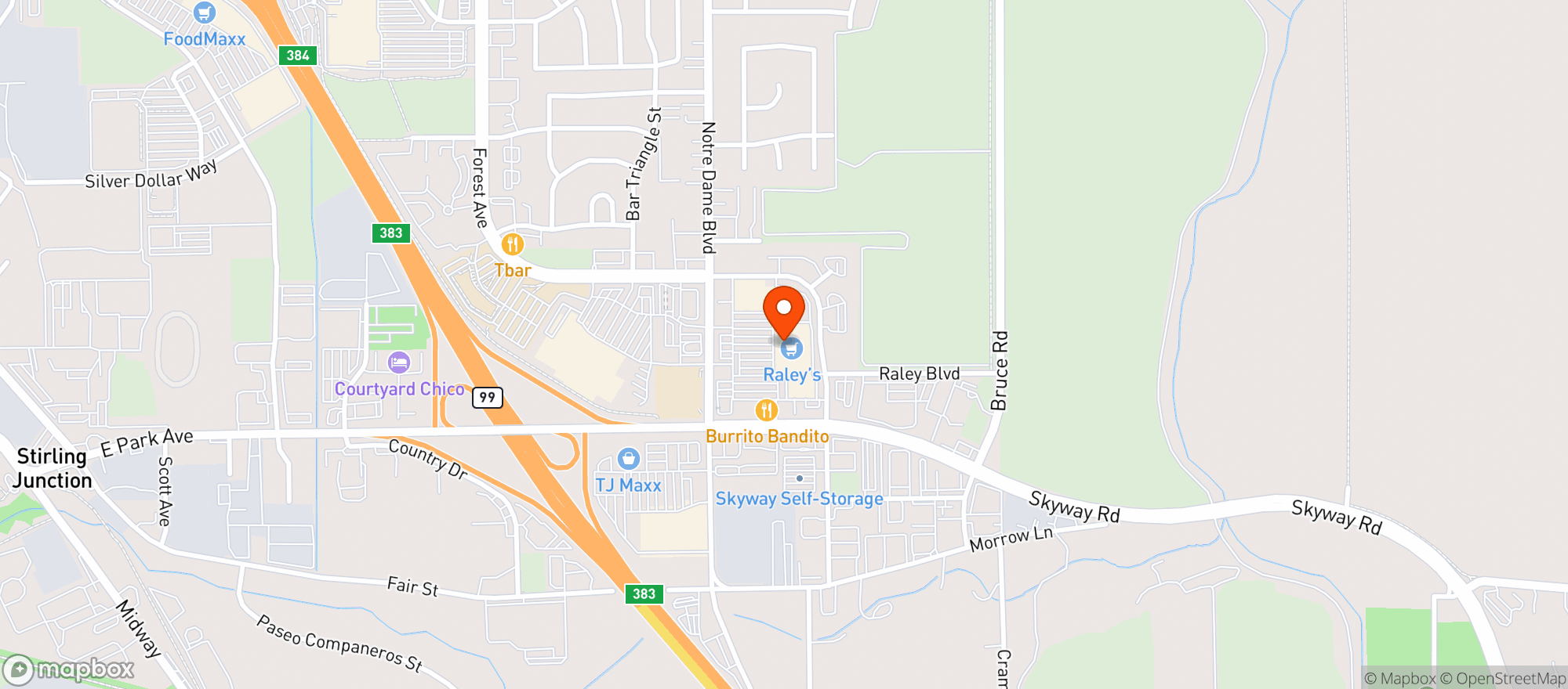 Map showing Raleys (Chico - Notre Dame Blvd) - 002500249