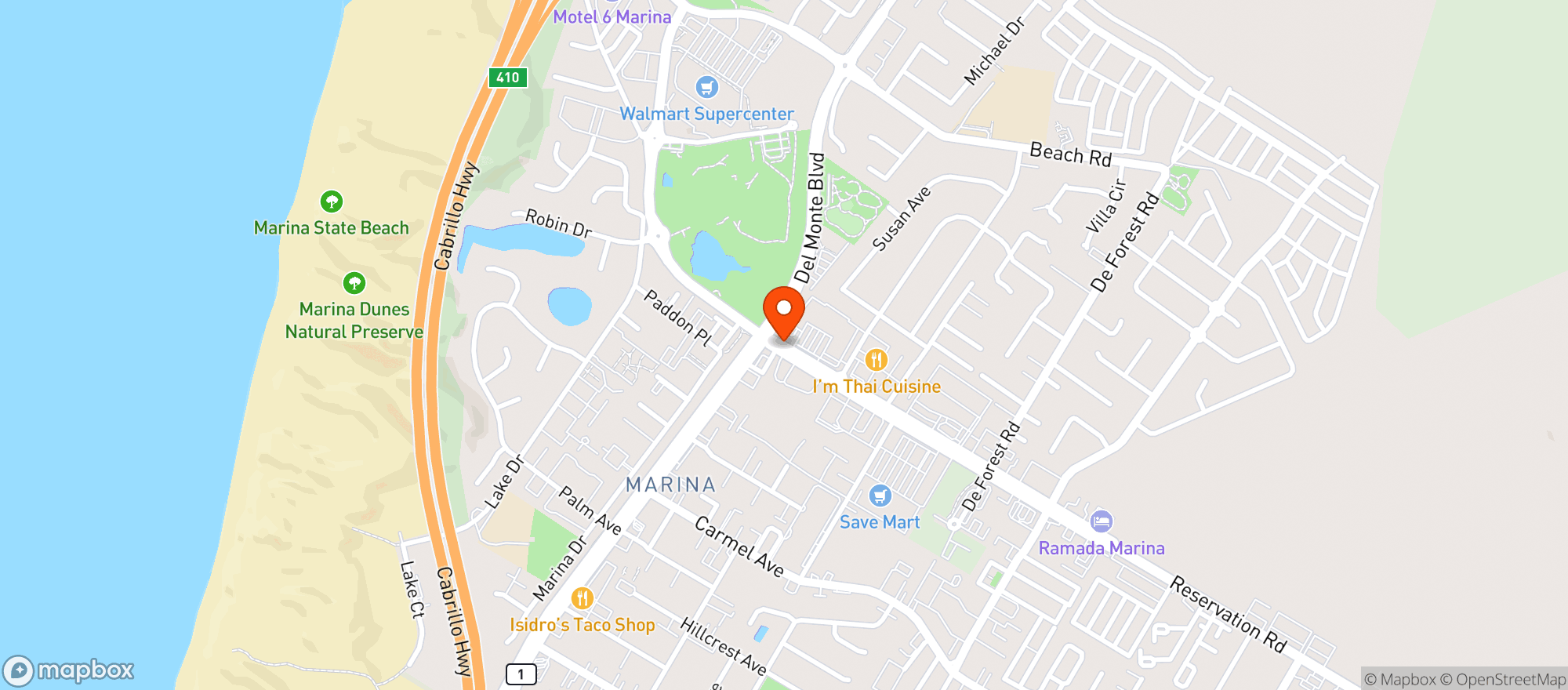 Map showing Roger Food & Liquors