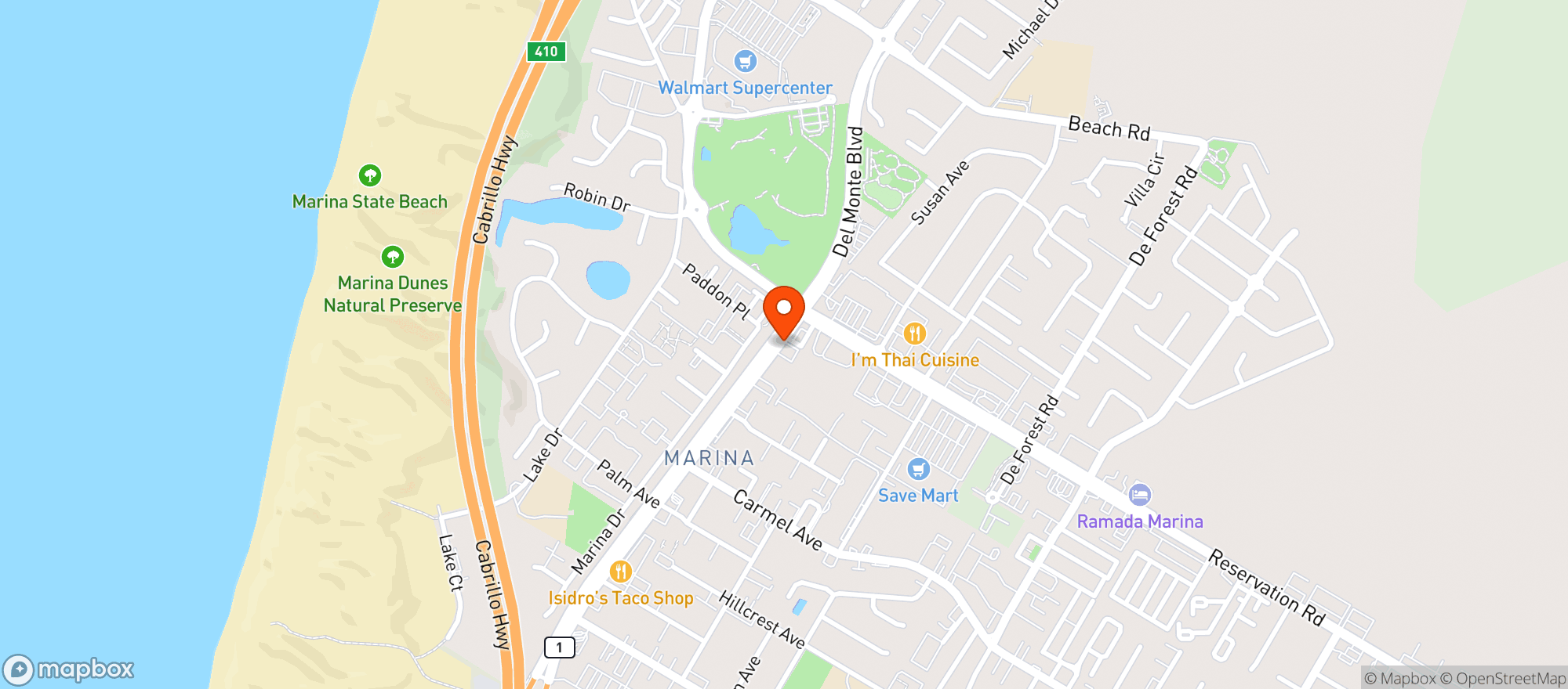 Map showing Las Cazuelas Taqueria