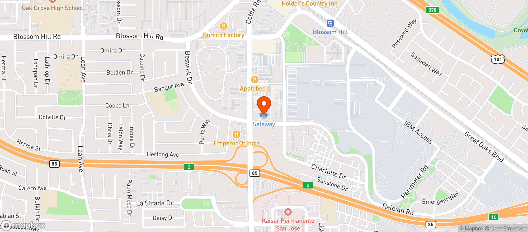 Map showing Safeway