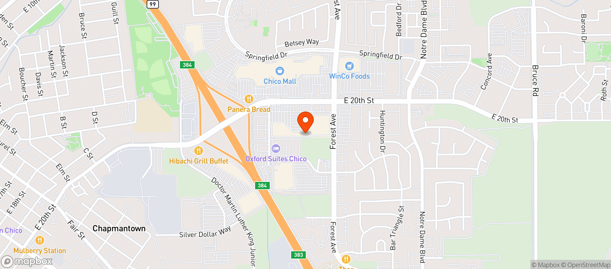 Map showing Chico