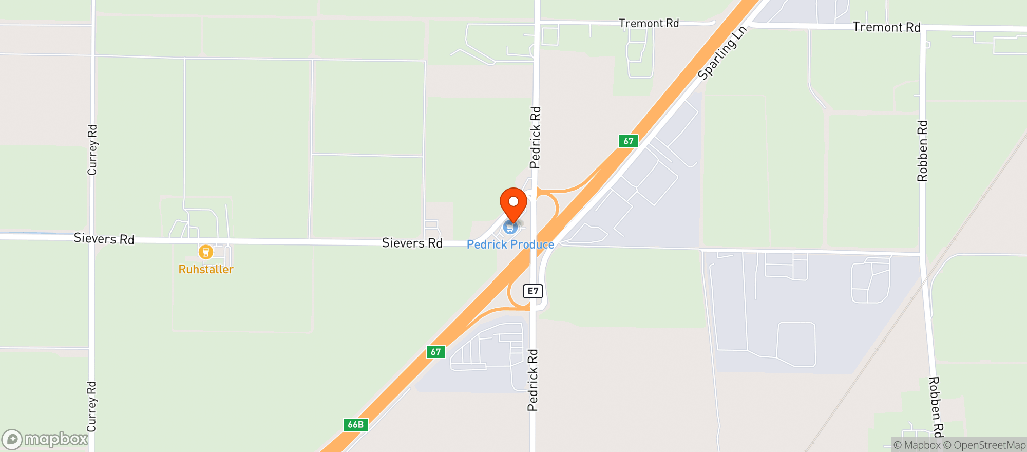 Map showing Pedrick Produce