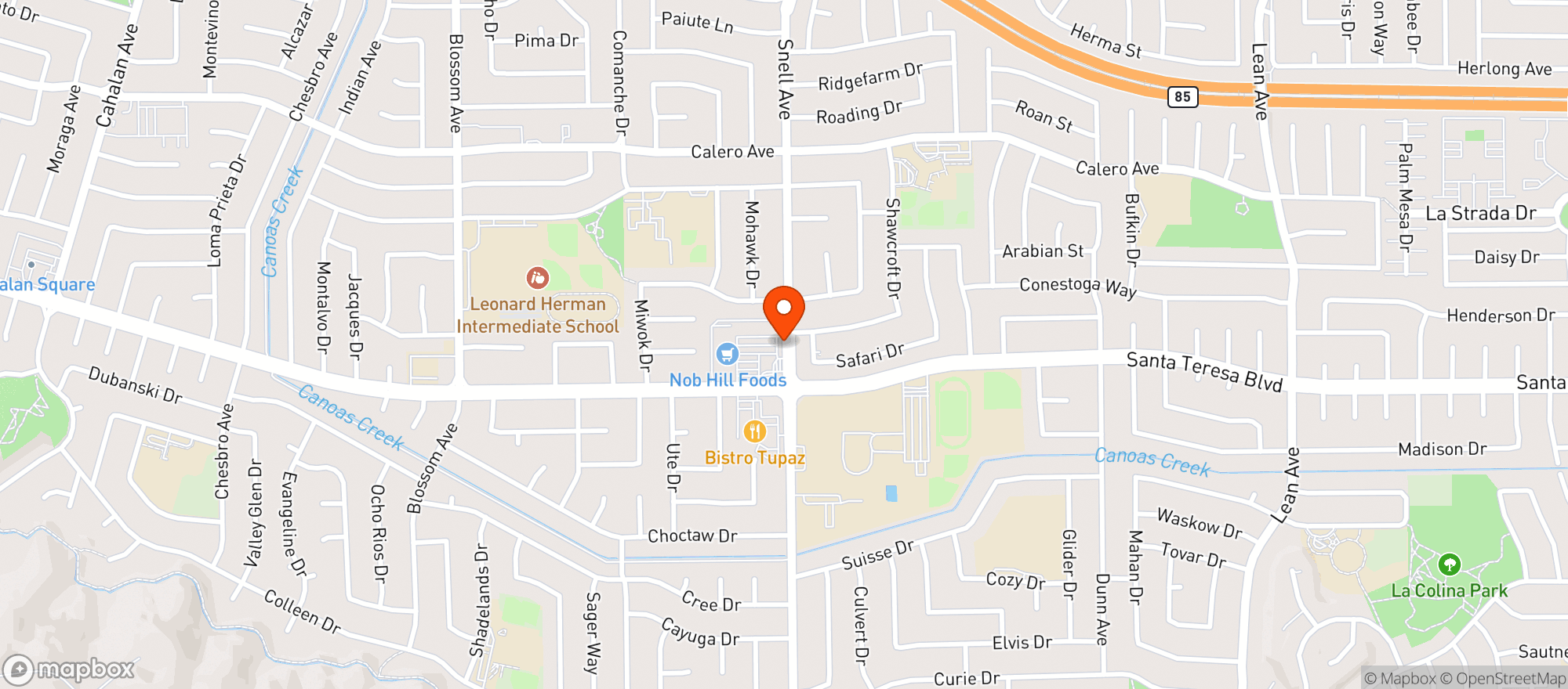 Map showing Nob Hill Foods