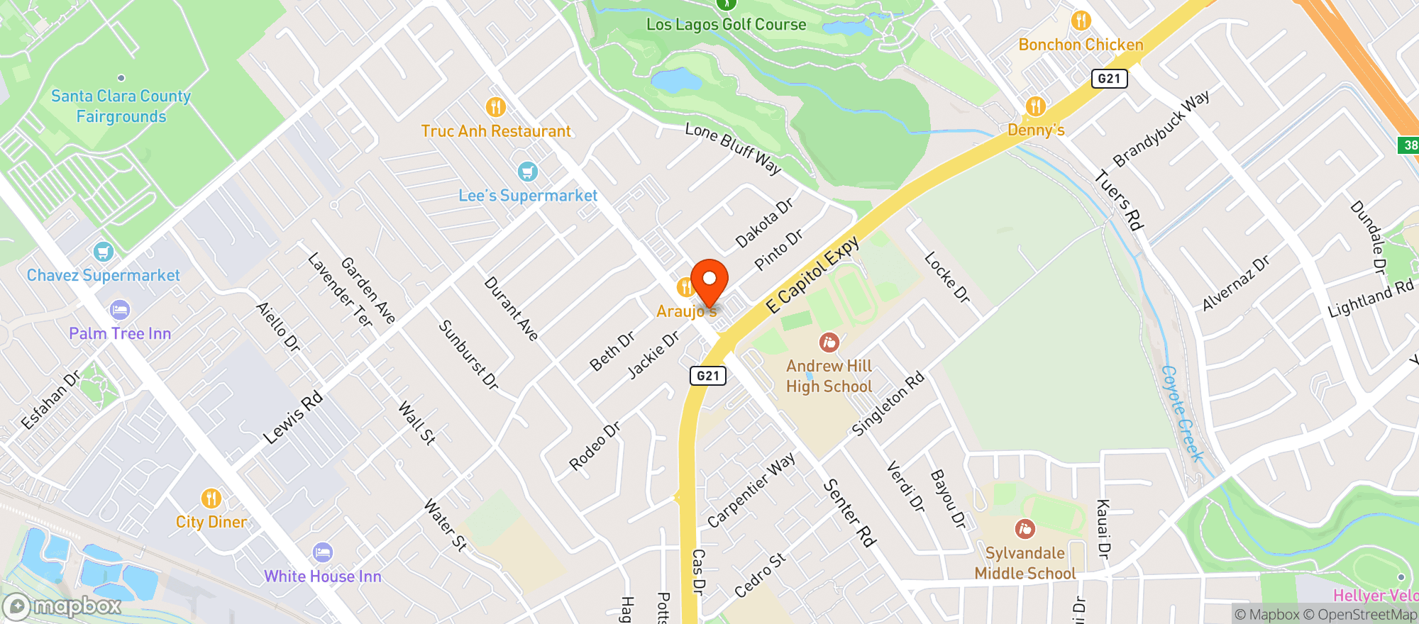 Map showing Taqueria El Farolito