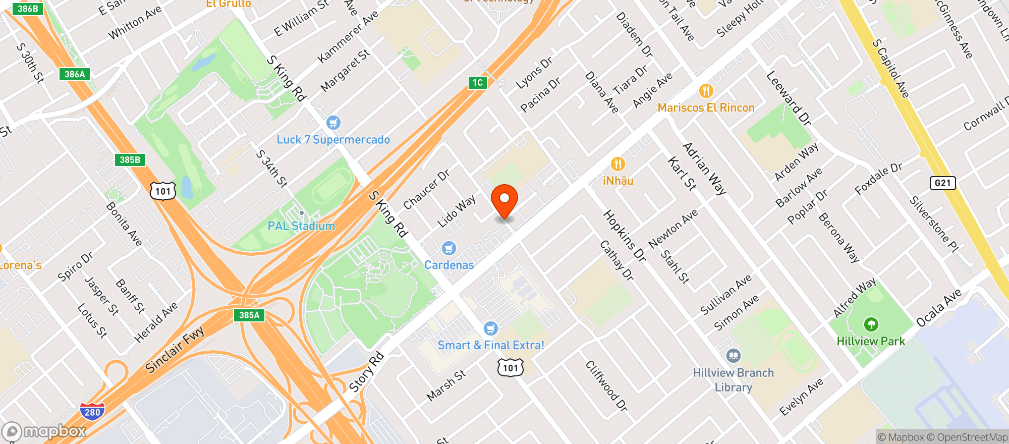 Map showing Tak Food & Liquors
