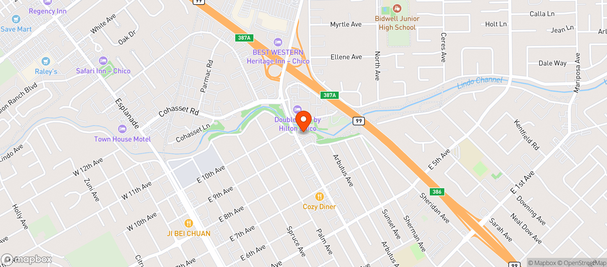 Map showing S&S Organic Produce and Natural Foods - Chico