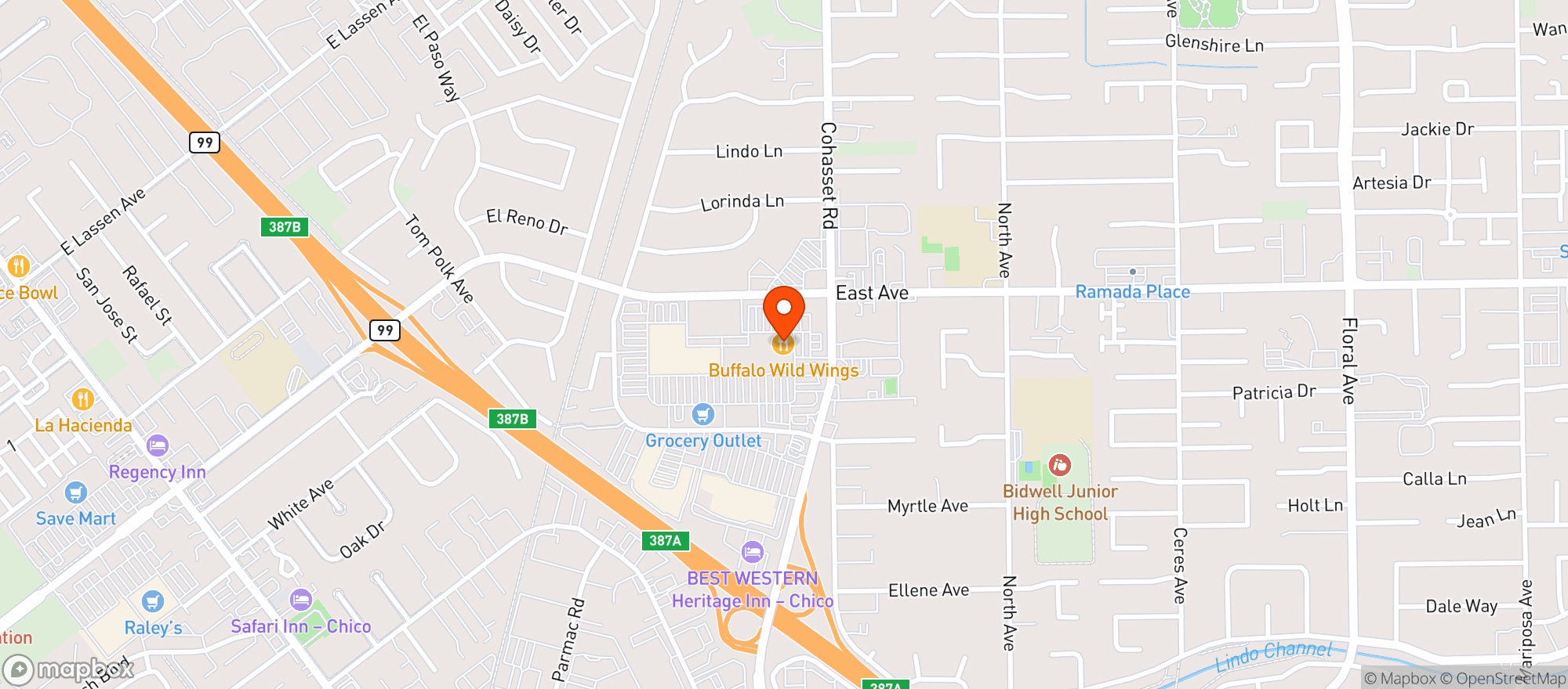Map showing Buffalo Wild Wings Gril #3743