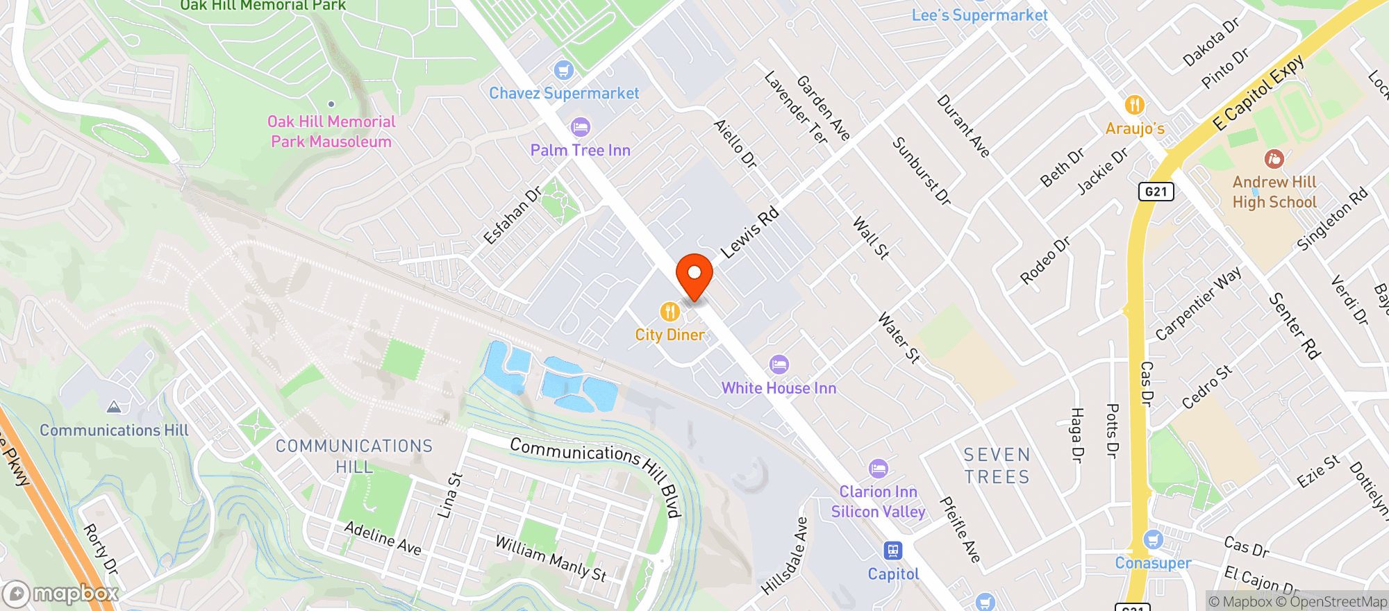 Map showing Monterey Mini Mart