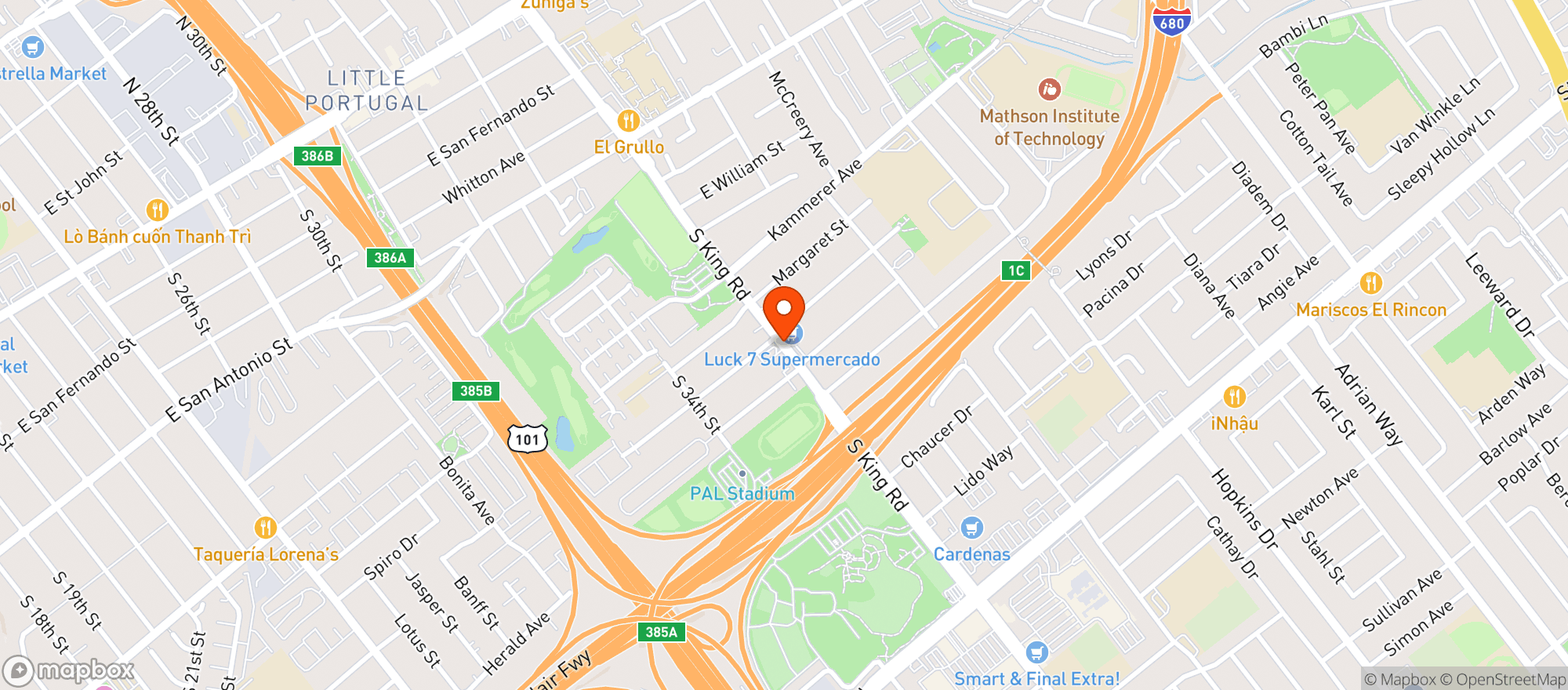 Map showing Lucky 7