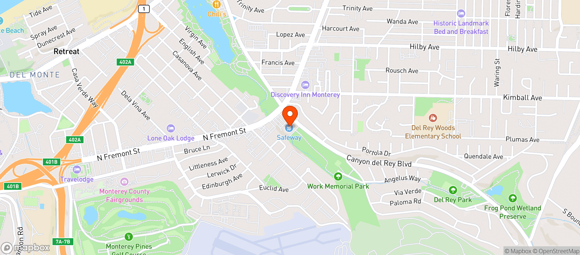 Map showing Safeway