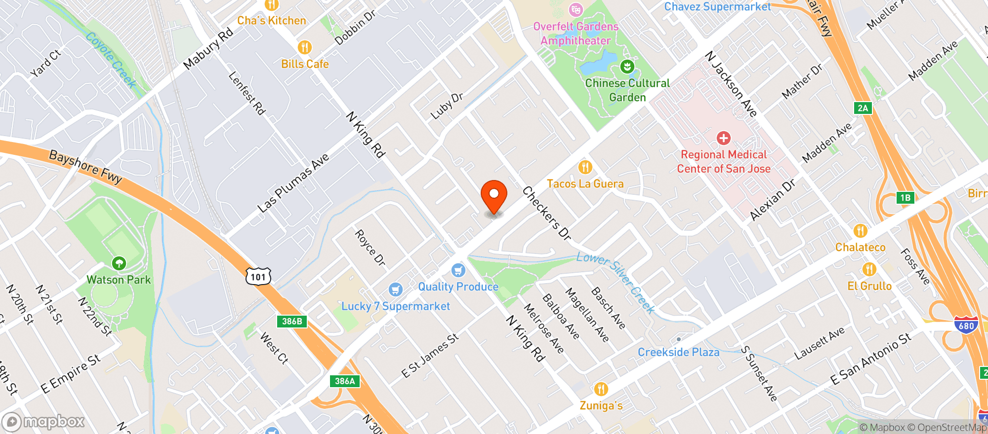 Map showing Baystop Liquors