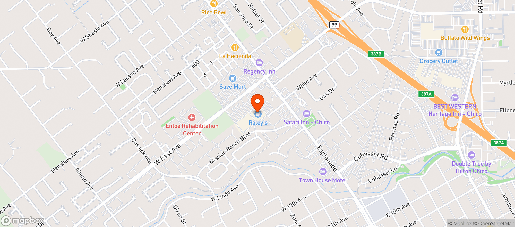 Map showing RALEY'S 245