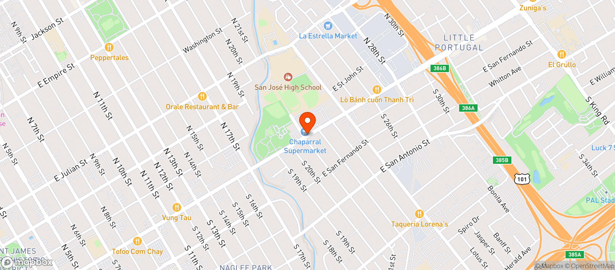 Map showing Chapparral Super Market