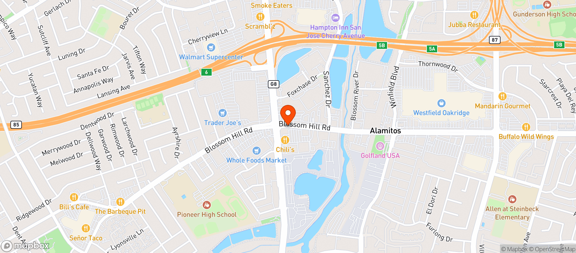 Map showing World Market San Jose Almaden