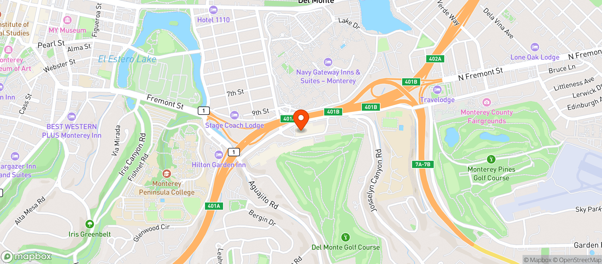 Map showing Hyatt Regency Monterey