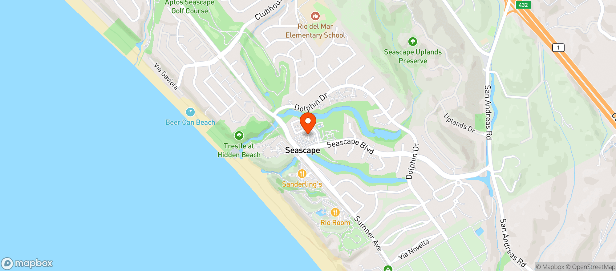 Map showing Seascape Foods - Aptos