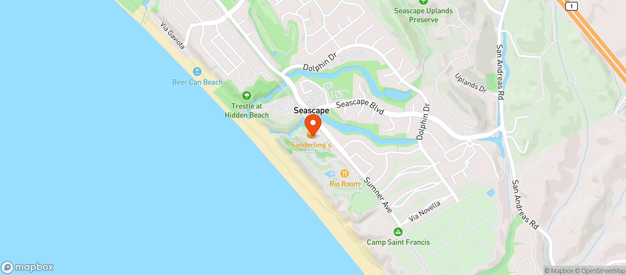 Map showing Seascape Beach Resort