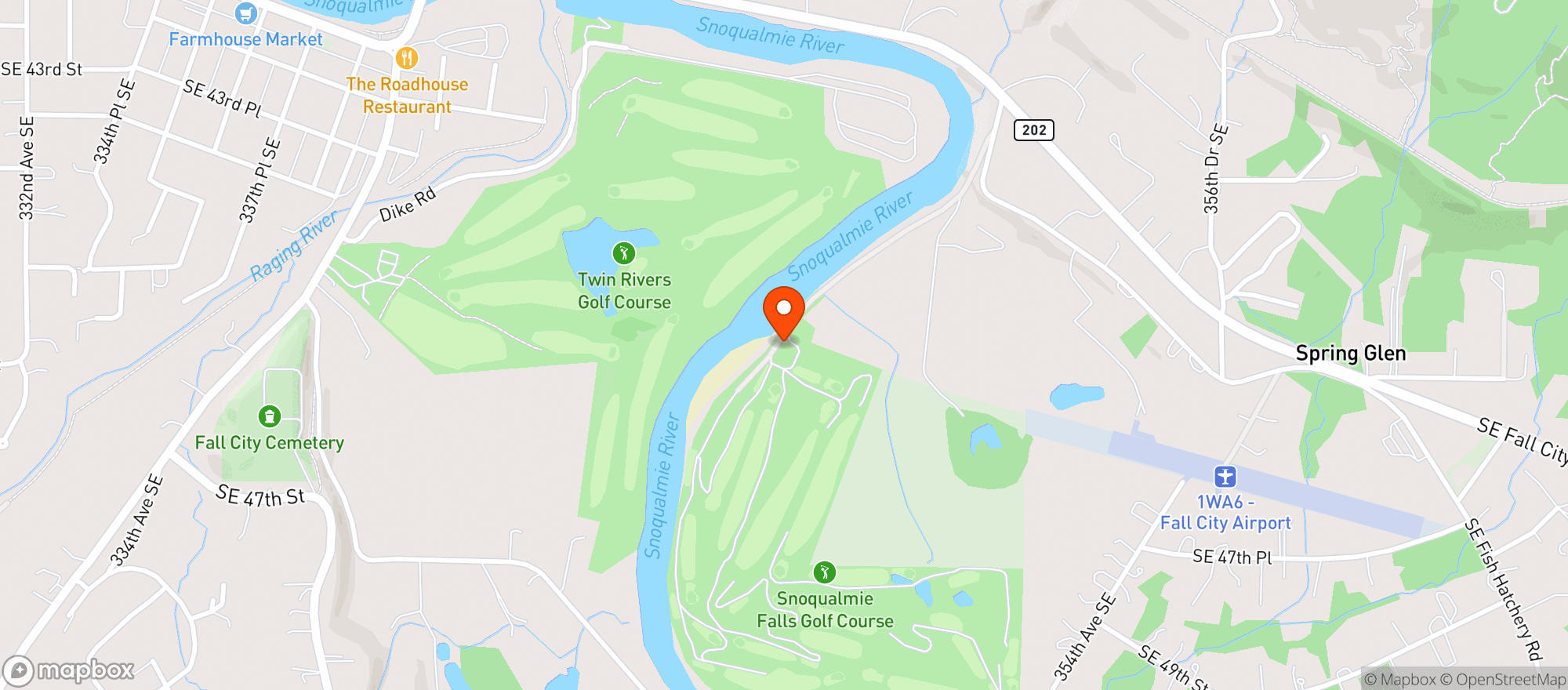 Map showing Snoqualmie Falls Golf Course