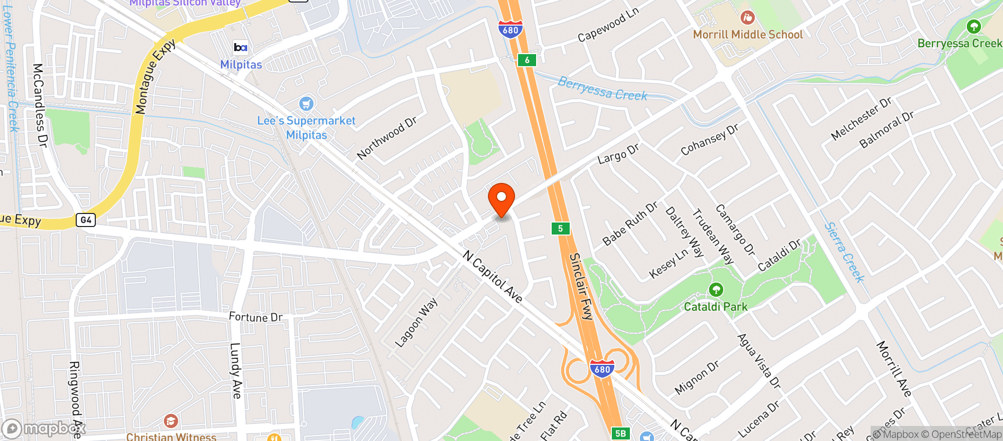 Map showing Oakwood Liquor - San Jose