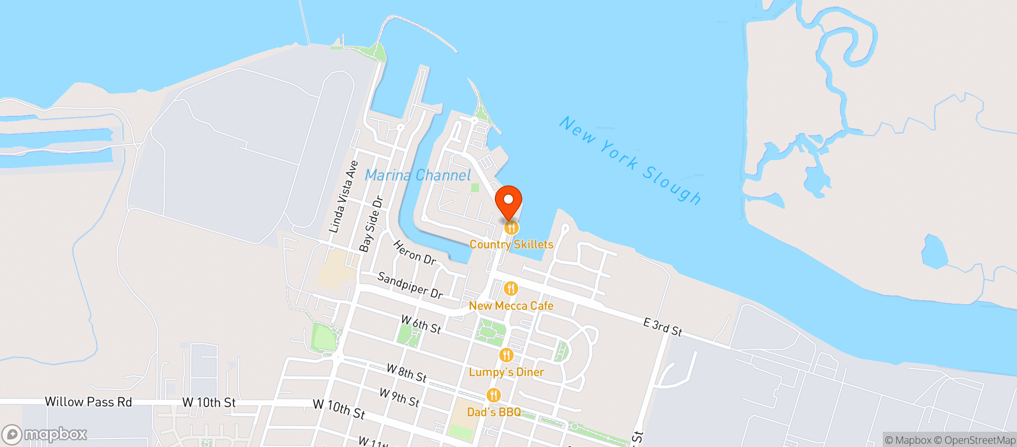 Map showing Waterfront Grill & Cafe