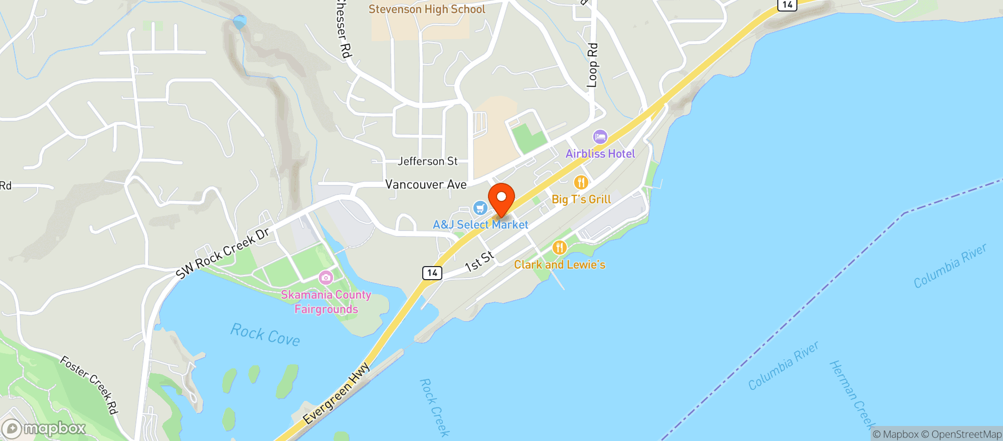Map showing Red Bluff Tap House