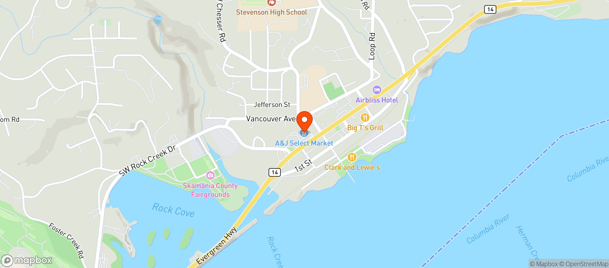 Map showing A And J Market
