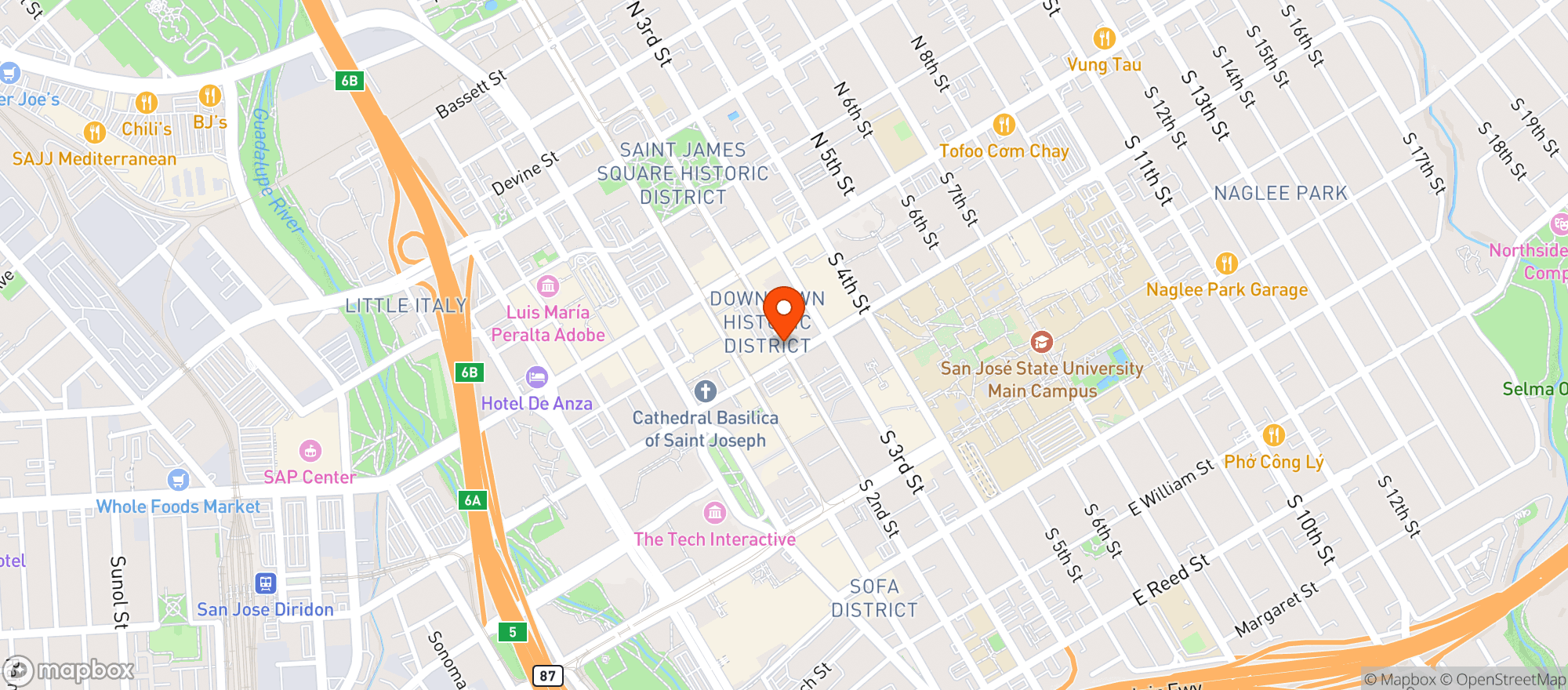 Map showing The Loft Bar & Bistro