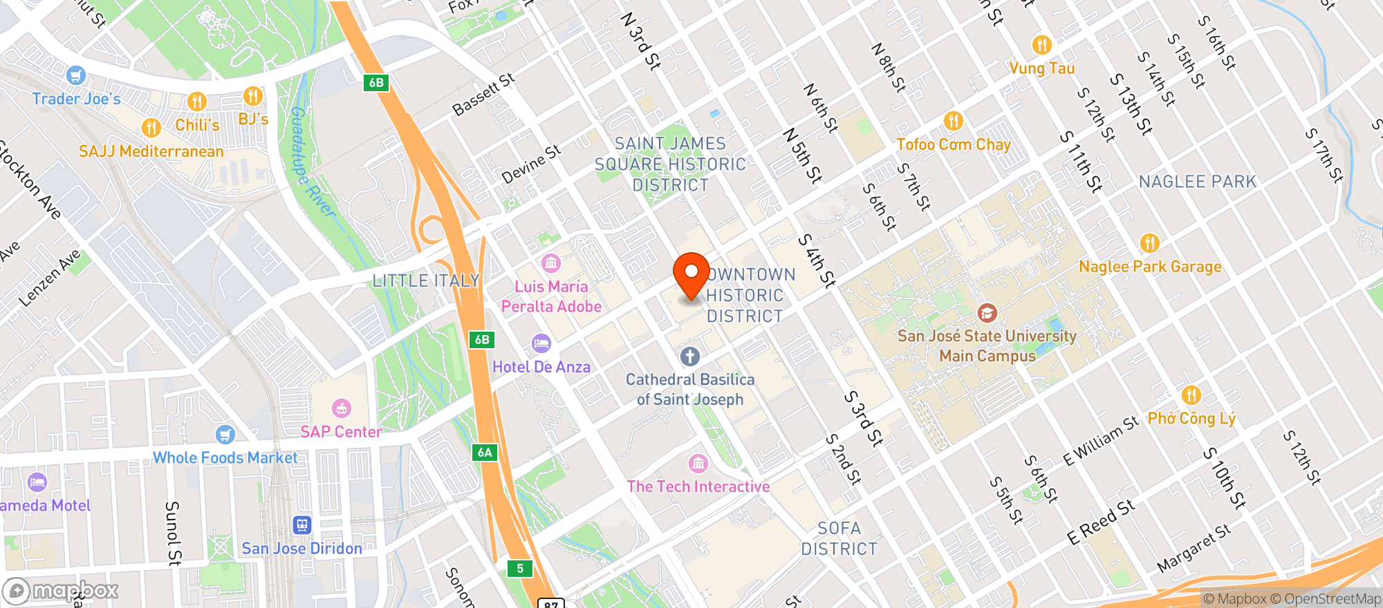 Map showing First Street Pizza & Espresso
