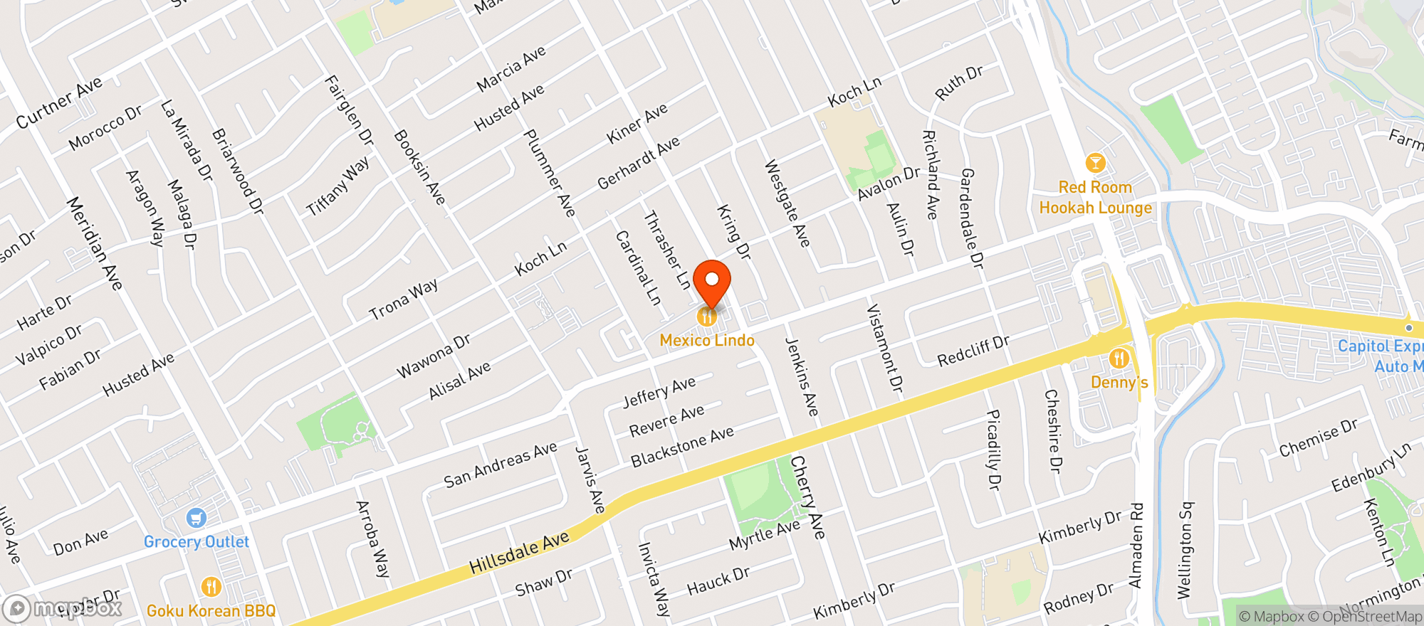Map showing Zanotto's Willow Glen