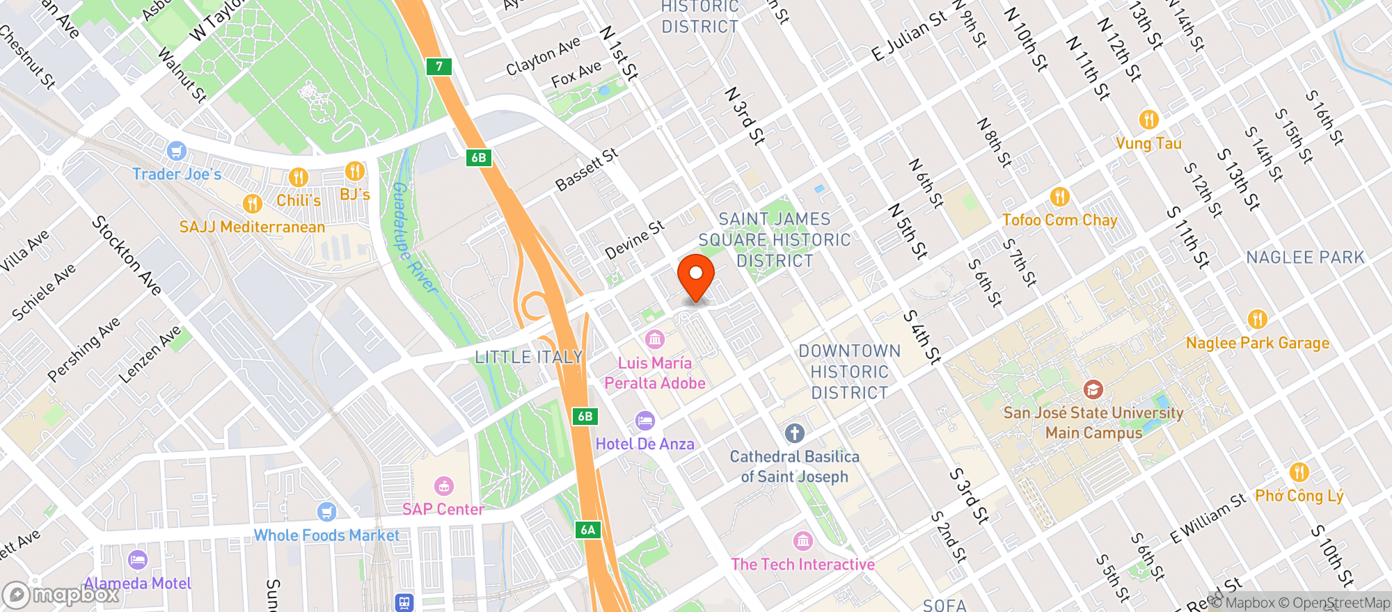 Map showing GIFT BOX CONVENIENCE - MARKET STREET - SAN JOSE