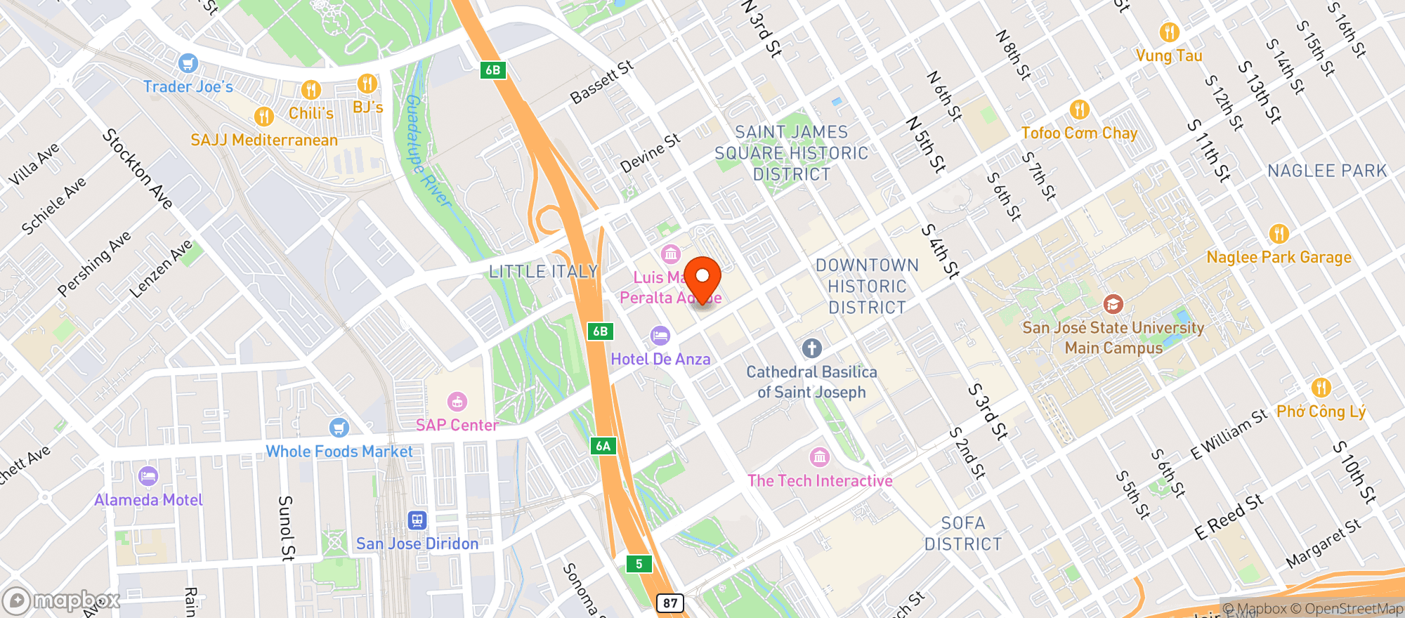 Map showing Five Points