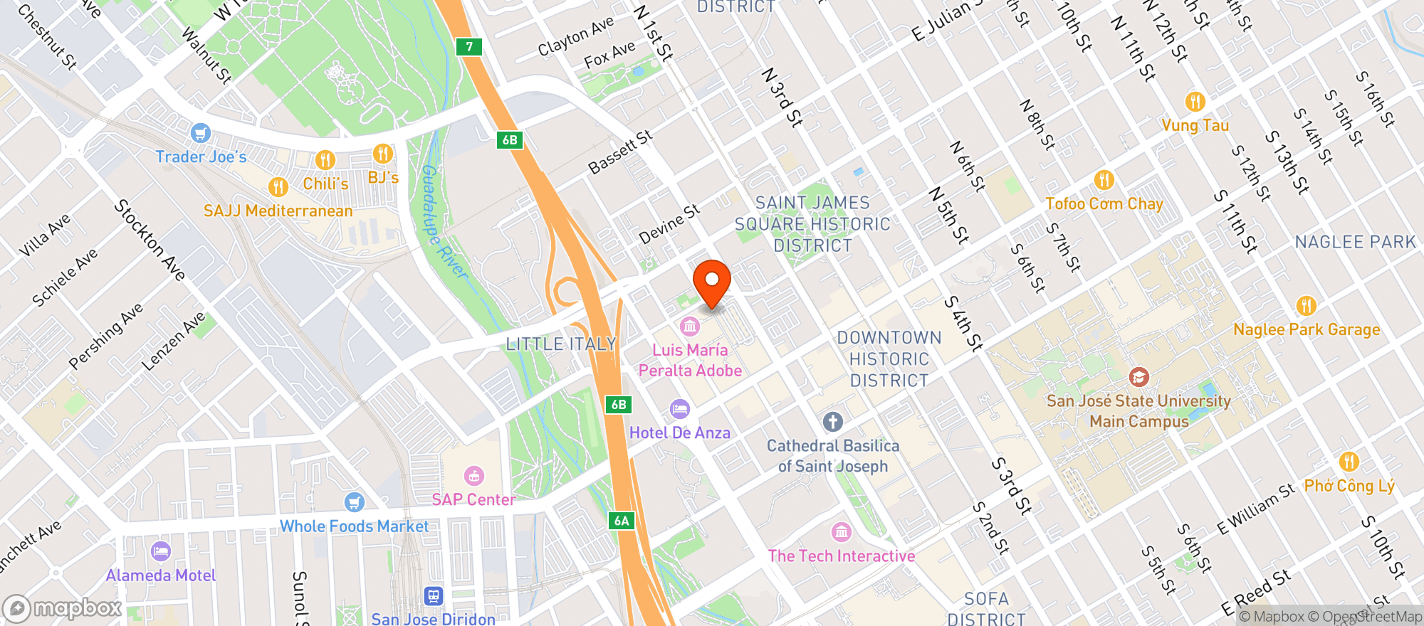 Map showing Pizza Bocca Lupo