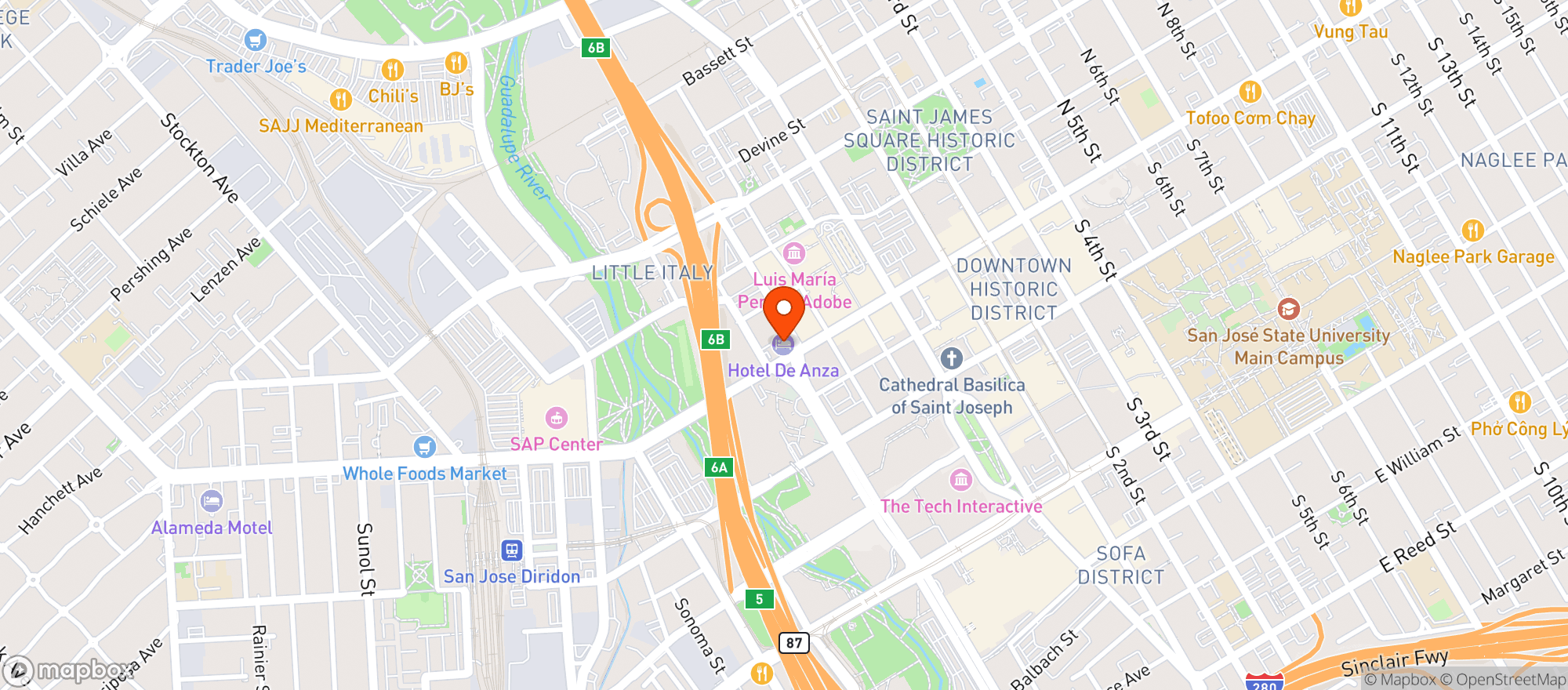 Map showing Hotel De Anza
