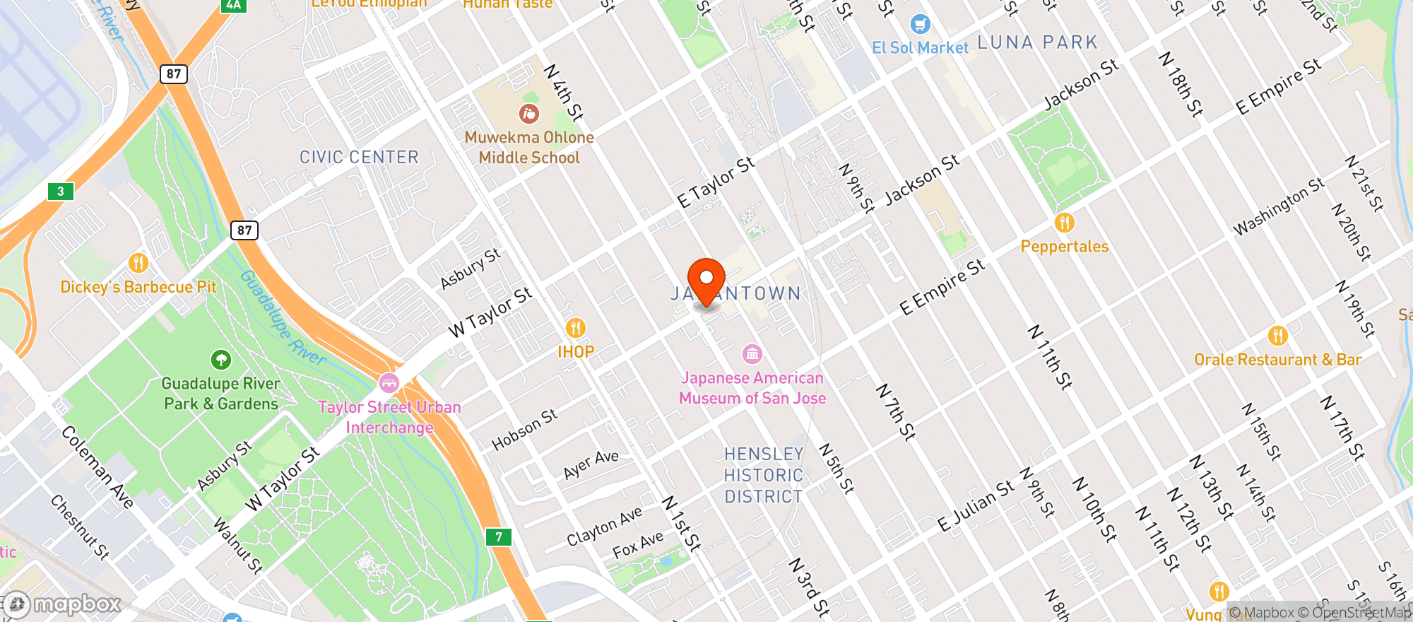 Map showing 7 Bamboo Lounge