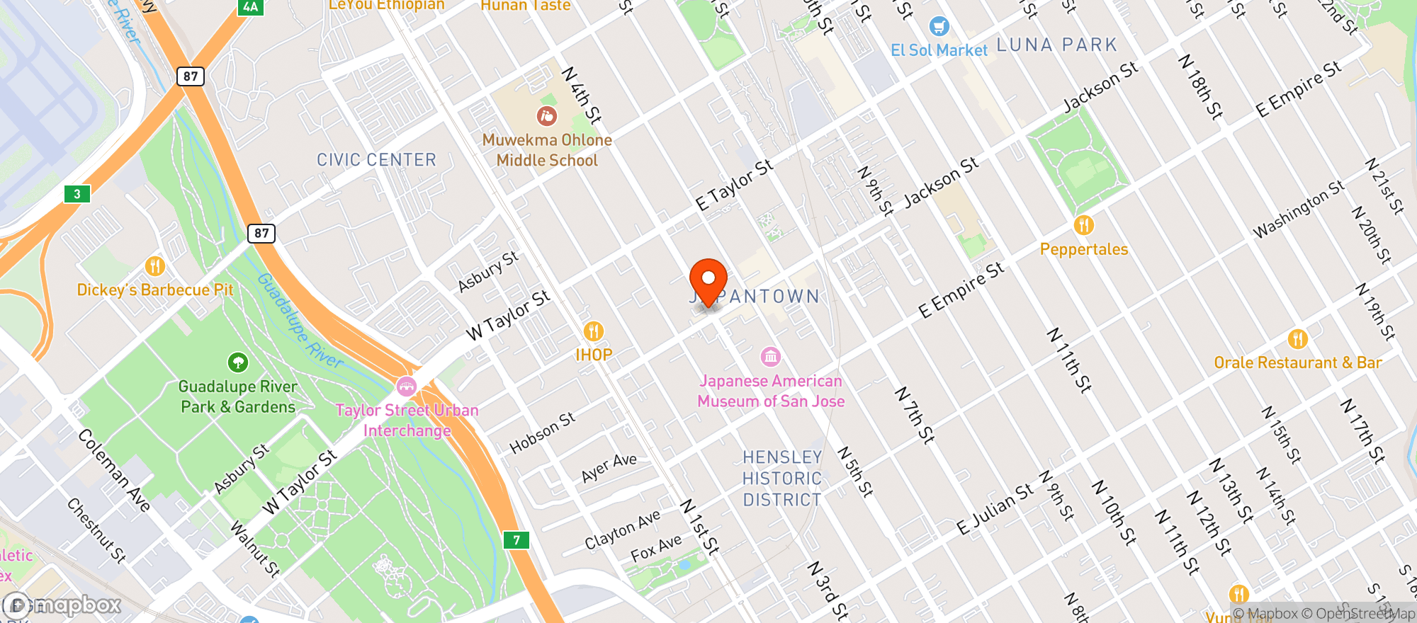Map showing Taqueria Corona