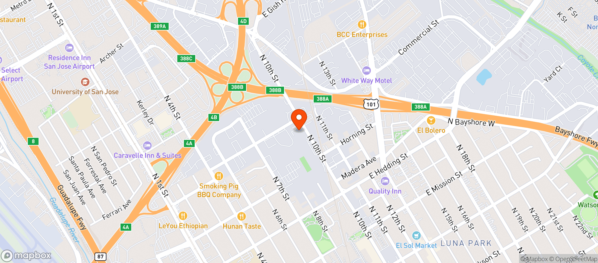 Map showing The Cake House - San Jose