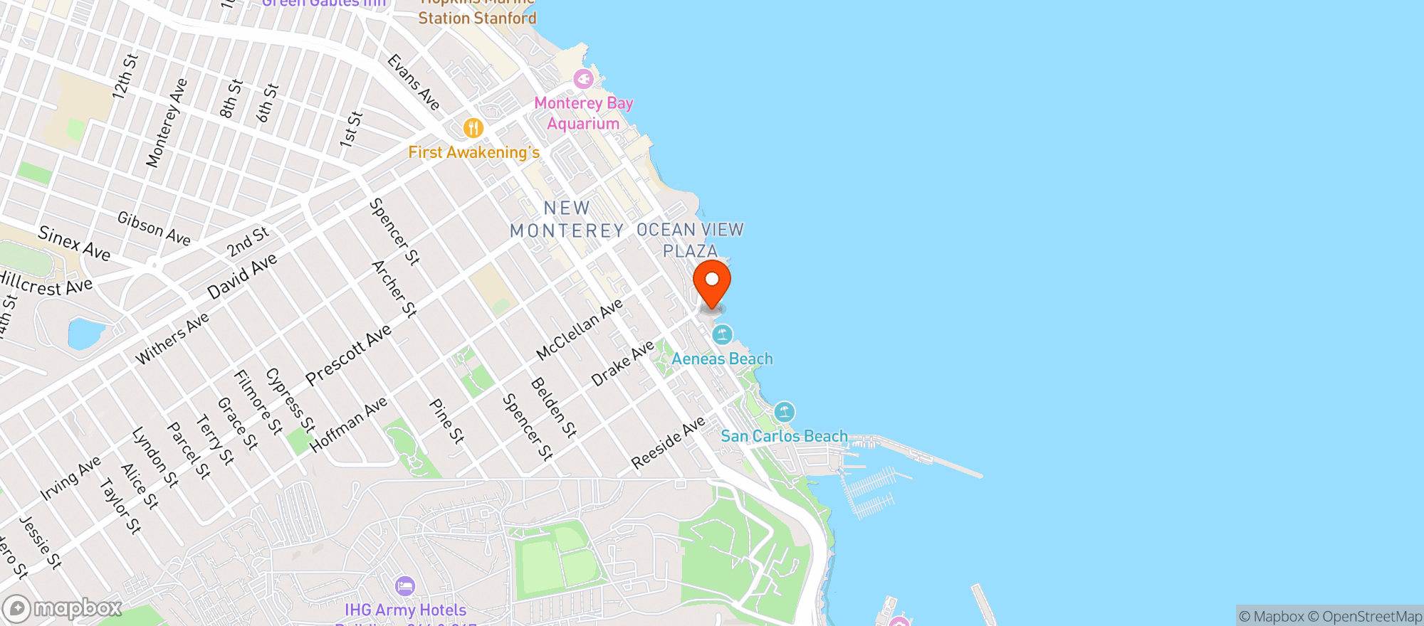 Map showing Monterey Plaza Hotel & Spa