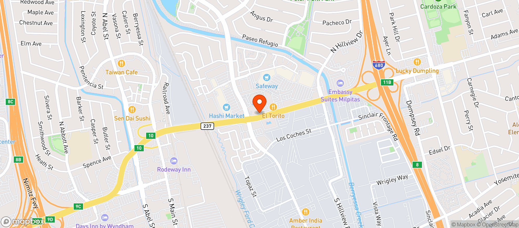 Map showing Safeway - Milpitas