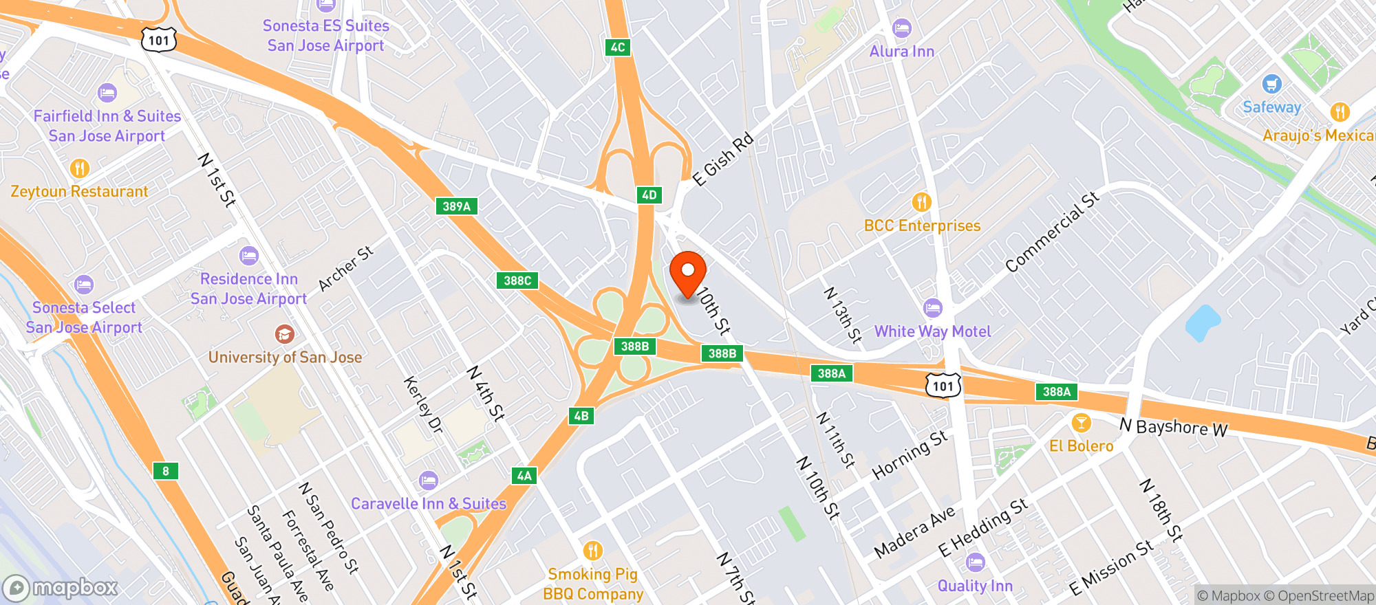 Map showing Harborside - San Jose