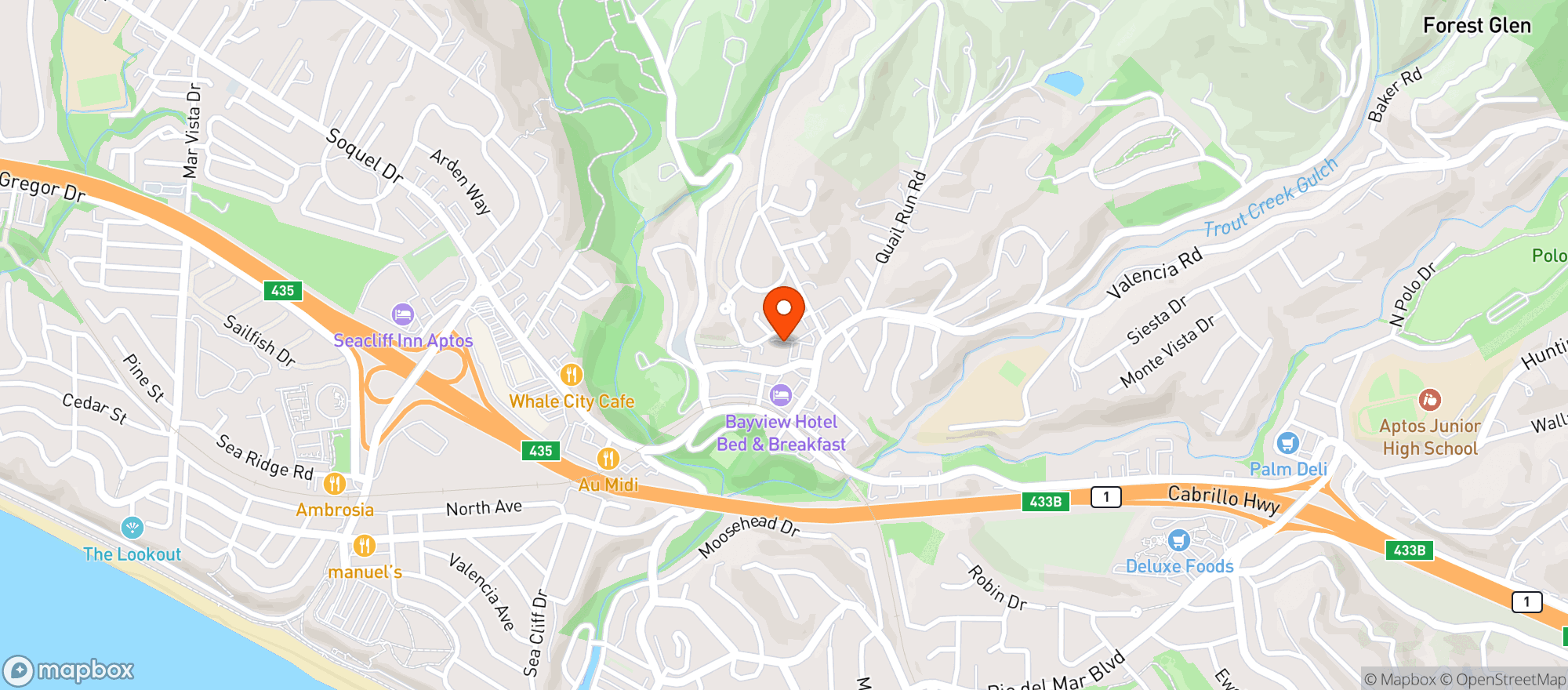 Map showing New Leaf Community Market - Aptos - 00100027342